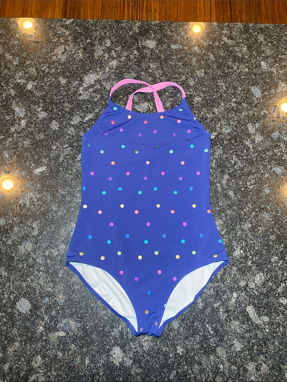 MINI BODEN One Piece Swimsuit Blue Polka Dot Girls 13-14 Years 154 cm